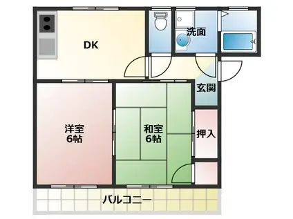サンステージスズキ(2DK/2階)の間取り写真
