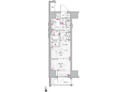 PREMIUM CUBE 上野 PREMIUM CUBE 上野(2K/4階)の間取り写真