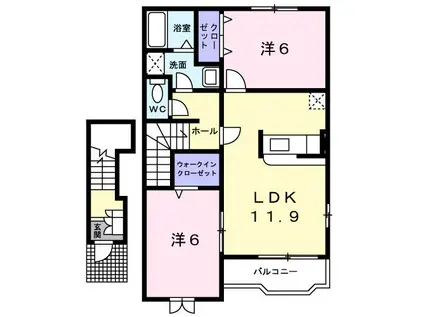 ファミール ハウスA(2LDK/2階)の間取り写真