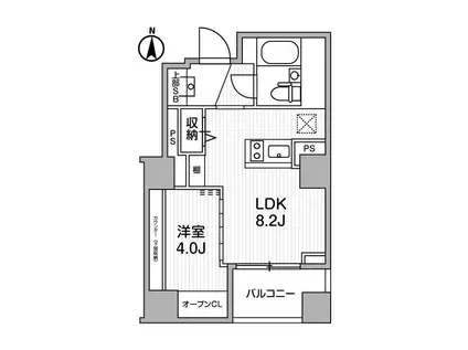 ライトハウス西新宿(1LDK/9階)の間取り写真