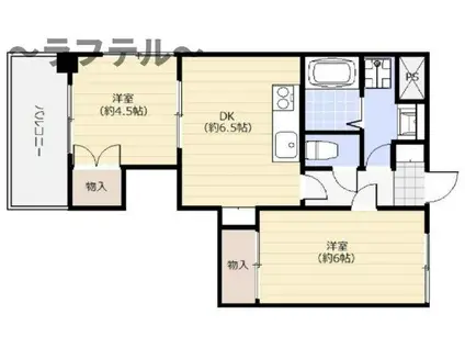 GCコート(2DK/4階)の間取り写真