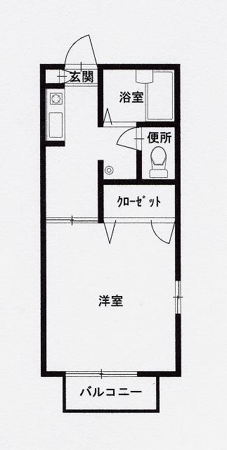 リバティーK&YB棟(1K/1階)の間取り写真