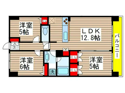 エコロジー千葉みなとレジデンス(3LDK/10階)の間取り写真