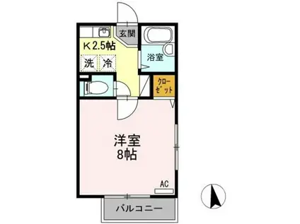 プランドールI(1K/2階)の間取り写真