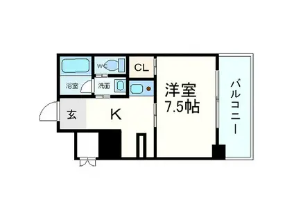 W.O.B HONMACHI-ウエスト(1K/6階)の間取り写真