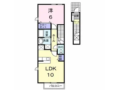 ディアビレッジ(1LDK/2階)の間取り写真