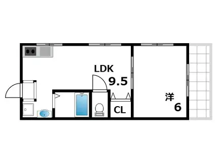 宮山マンション(1LDK/2階)の間取り写真