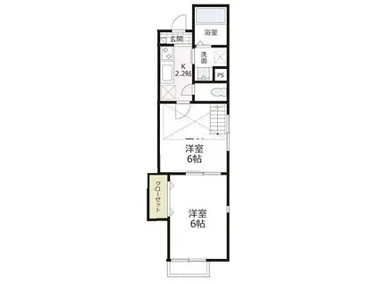 ビュウテラス菊名(2K/2階)の間取り写真