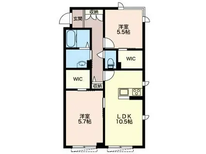 レリーフM(2LDK/1階)の間取り写真