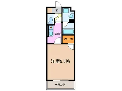 グリーンヒルズ(1K/2階)の間取り写真