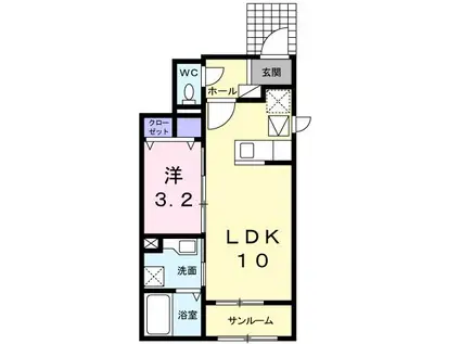 クロスライン(1LDK/1階)の間取り写真