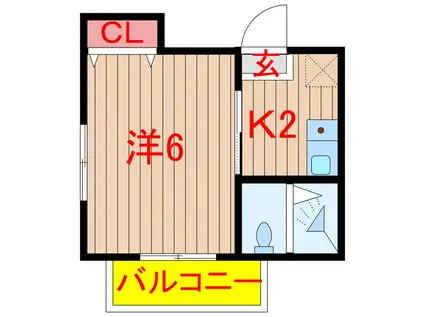 オネスティ北習五番館(1K/2階)の間取り写真