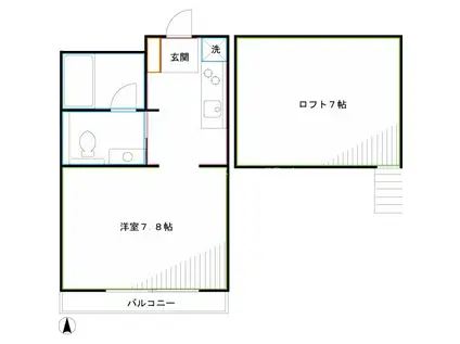 メゾン アズール(1K/2階)の間取り写真