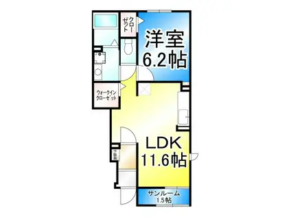メゾン大西II(1LDK/1階)の間取り写真