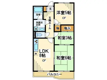 DRホームズ千歳烏山(3LDK/2階)の間取り写真