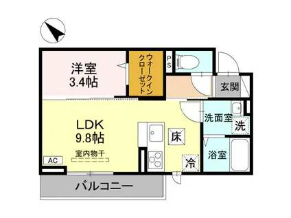 CLASSEUM幸西IV(1LDK/2階)の間取り写真