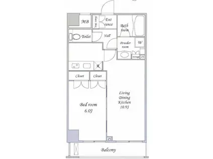 パレステュディオ新宿パークサイド(1LDK/2階)の間取り写真