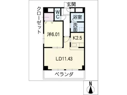 RIVERBLE檀渓(1LDK/1階)の間取り写真