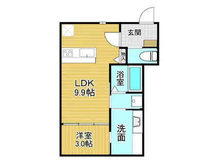 ONE-LEAF CLOVER(1LDK/2階)の間取り写真