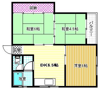 白鳥苑マンション(3DK/2階)の間取り写真