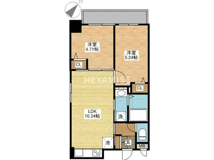 サムティ諏訪神社前(2LDK/8階)の間取り写真