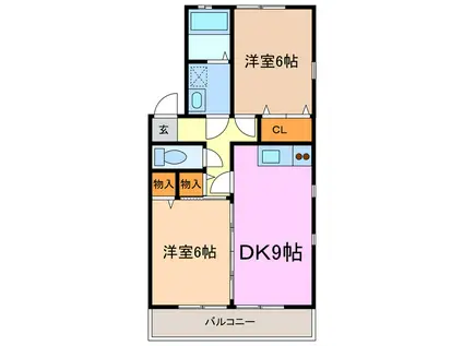 サクセス岩崎台 B(2DK/1階)の間取り写真