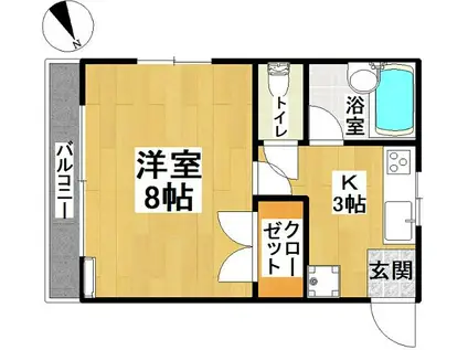 FUJIシティハウス(1K/1階)の間取り写真