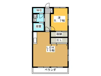 加藤第三マンション(1LDK/4階)の間取り写真