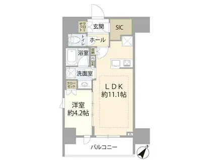 サンウッド東日本橋フラッツ(1LDK/7階)の間取り写真