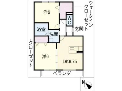 ルミエール新道(2DK/3階)の間取り写真