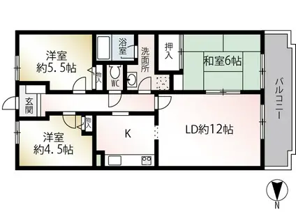 グレイス池尻(3LDK/1階)の間取り写真