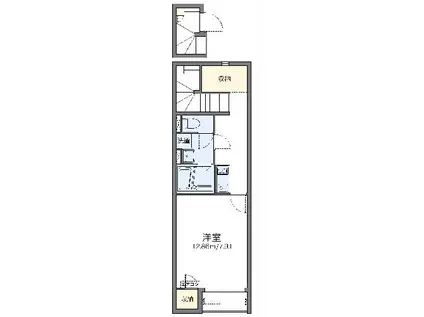 レオネクストプランドール博多南(1K/2階)の間取り写真