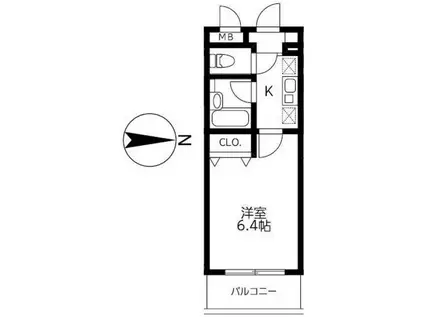 プログレセ鴨居Ⅲ(1K/3階)の間取り写真