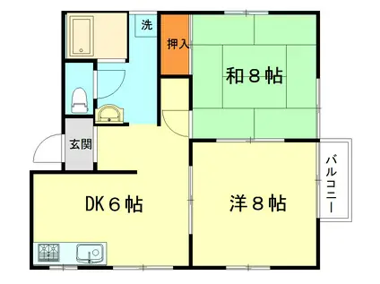 スワン白鳥(2DK/2階)の間取り写真