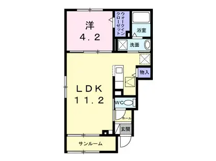 シーブルーム(1LDK/1階)の間取り写真