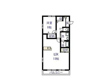 フォブール深坂(1LDK/2階)の間取り写真