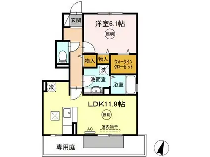 ルーラル タウン(1LDK/1階)の間取り写真