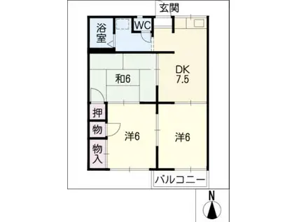 サニータウン七舗A(3DK/2階)の間取り写真