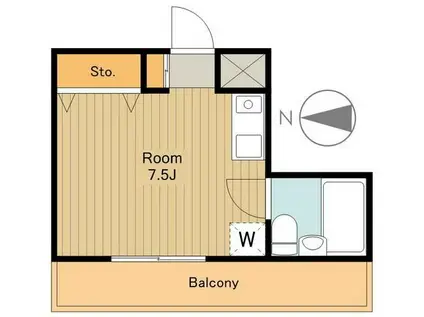 クレサンバレー(ワンルーム/2階)の間取り写真