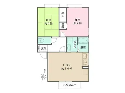 コンフォ大寿A棟(2LDK/1階)の間取り写真