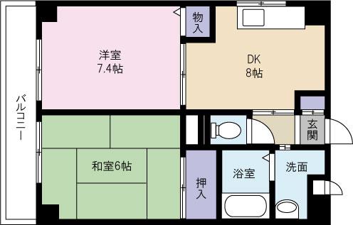 グランデイジ山之口(2DK/3階)の間取り写真