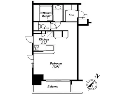 KDXレジデンス白金I(1K/9階)の間取り写真