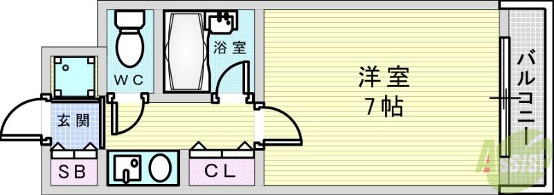 カントリー青葉ハイツ(1K/3階)の間取り写真