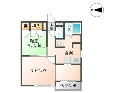 串東ハイツタウン3号棟(1LDK/2階)の間取り写真