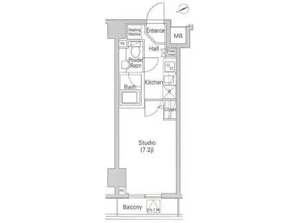カーサスプレンティッド虎ノ門エスト(1K/7階)の間取り写真