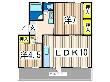 六浦台団地7号棟(2LDK/1階)の間取り写真