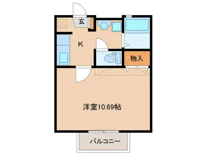 エアフォルク新田東I番館(1K/2階)の間取り写真