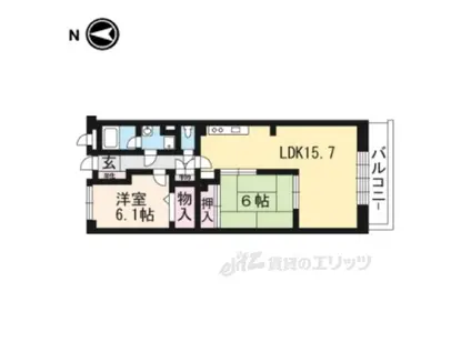ガーデンコート聚楽(2LDK/5階)の間取り写真