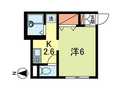 グランデ(1K/1階)の間取り写真