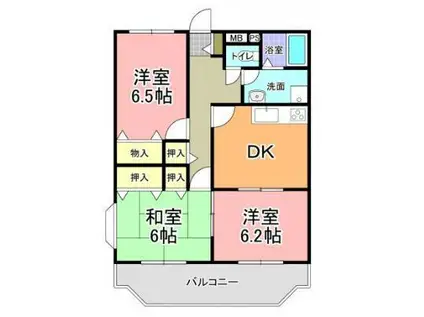 エムロード21 A棟(3DK/1階)の間取り写真